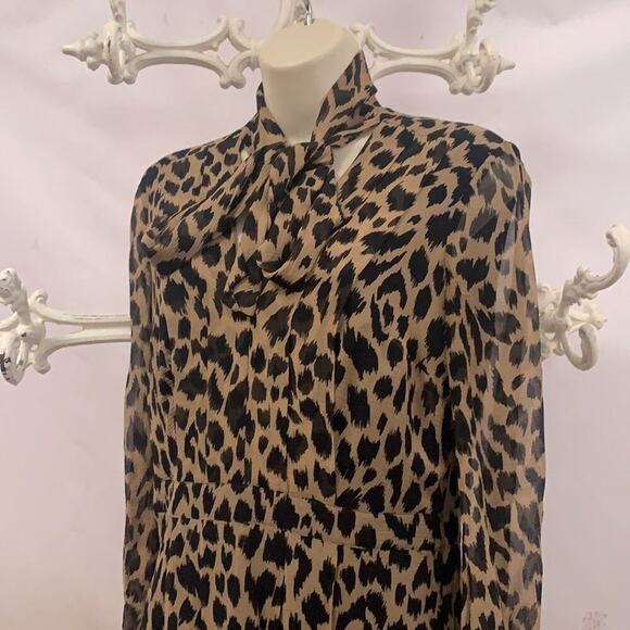 BURBERRY LONDON LEOPARD PRINT 100% SILK DRESS SIZE 6 - Picture 4 of 9